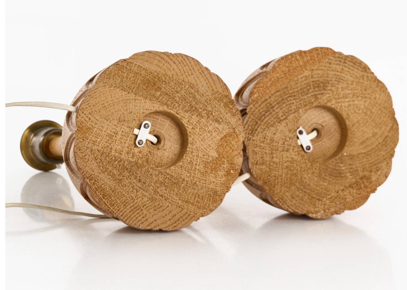 Oak table lamps by AB Stilarmatur Tranås, Sweden, 1960s, set of 2