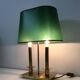 Pair of Two-Light Table Lamps in Brass with Green Shades. Work F