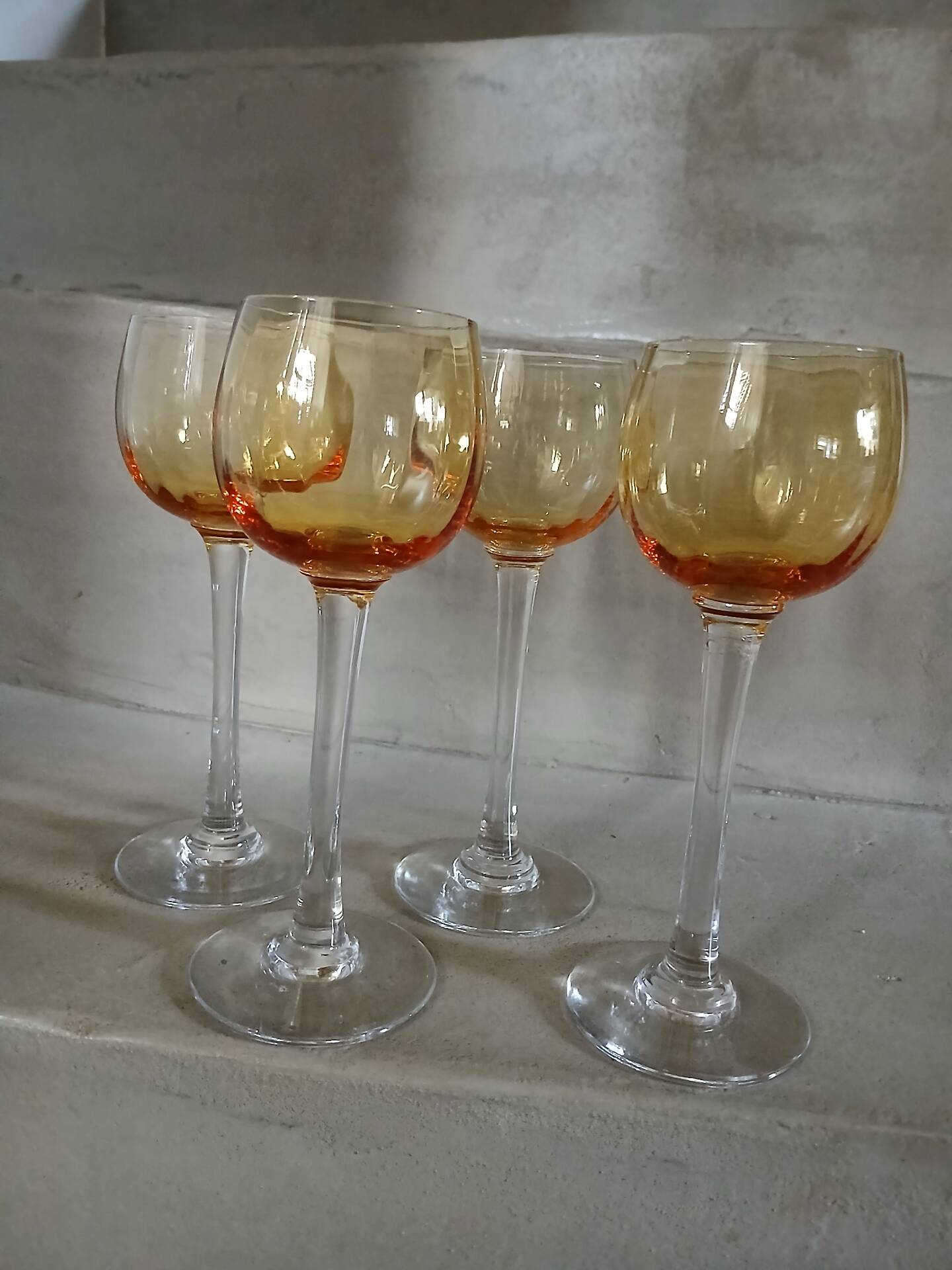 4 antique crystal stem glasses