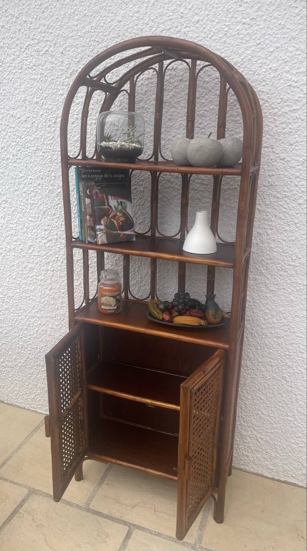 Vintage rattan libraries