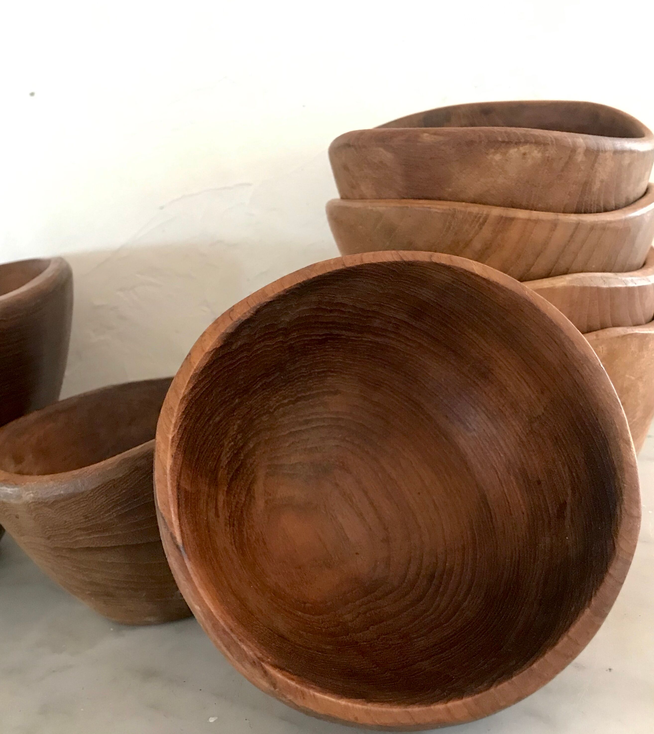 Saladier et ses bols en bois vintage