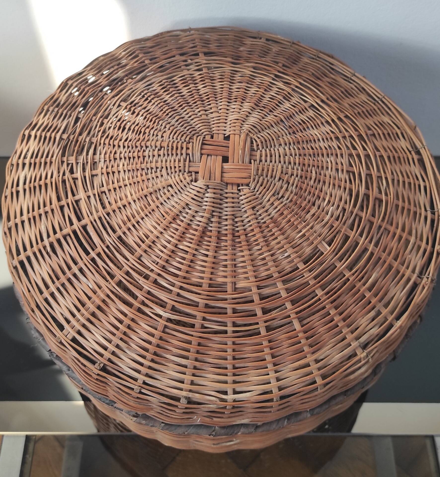 Boîte de rangement vintage en bambou tressé et osier