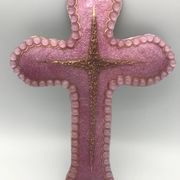 CROIX religieuse murale en émaux d’art sur argent signé P.BONNET, Limoges