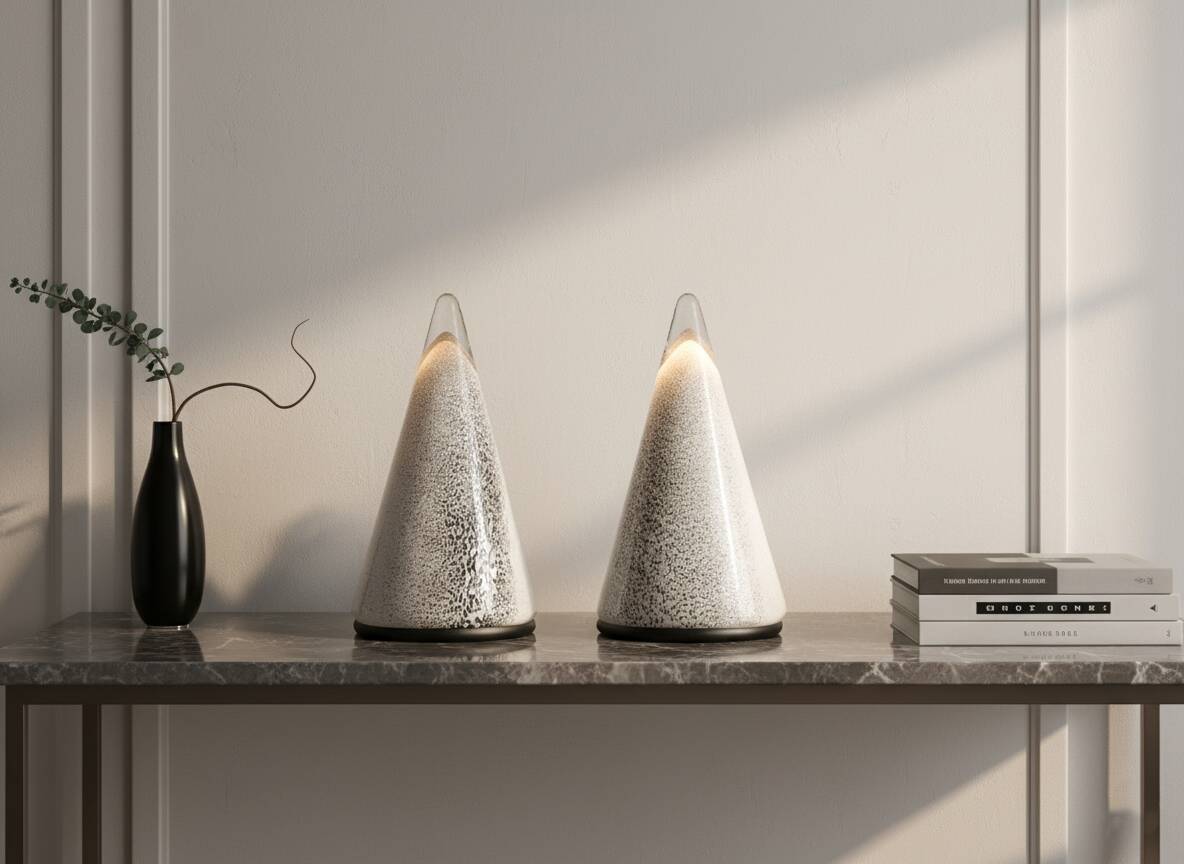 Pair of Italian Murano Glass Cone Table Lamps 1980s