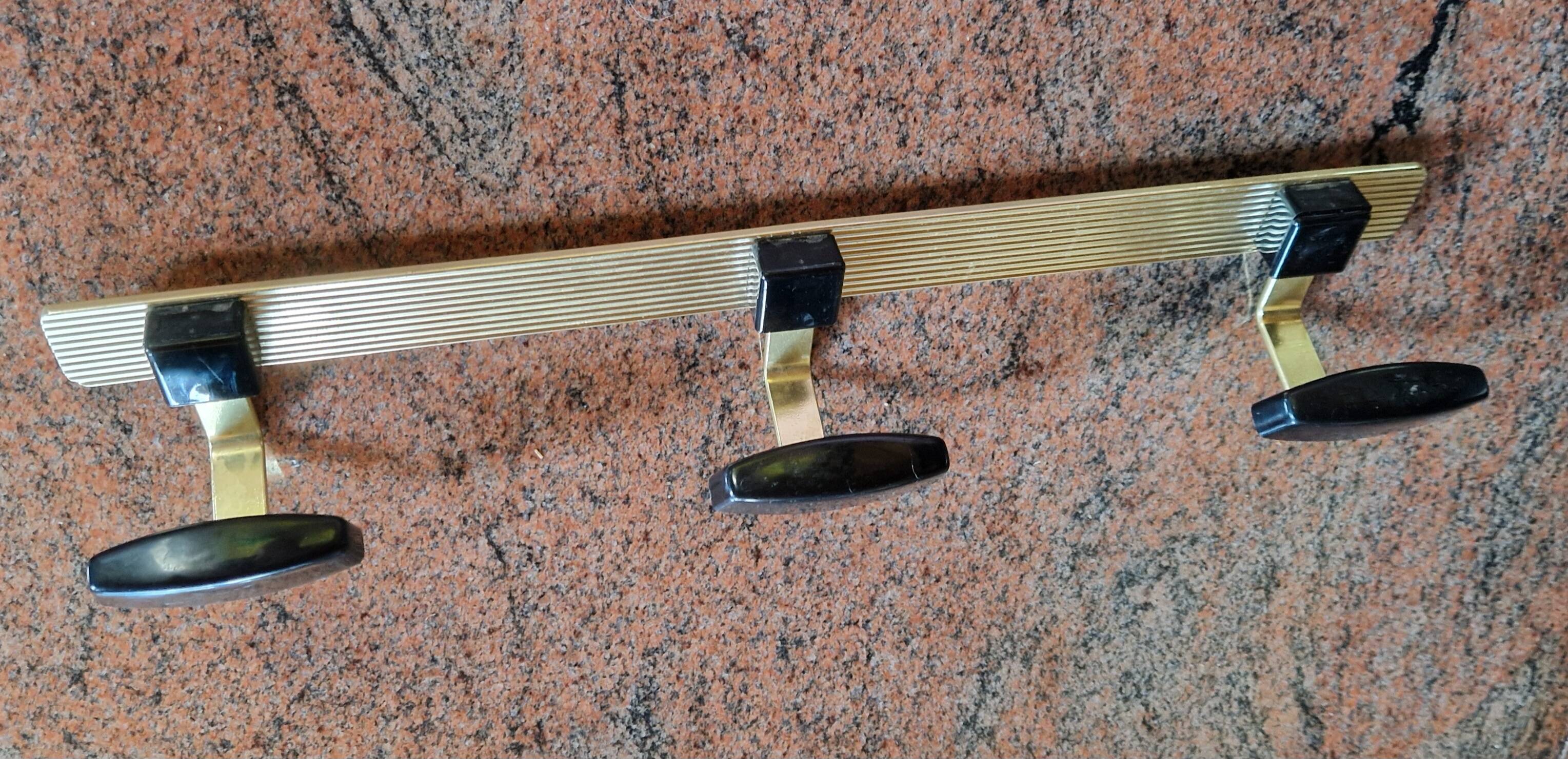 Golden coat rack with 3 hooks Evenlux 1970