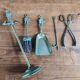 Vintage Brass Fireplace Tools Cat Decor
