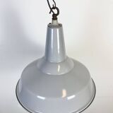 Large Industrial British Grey Enamel Pendant Lamp from Benjamin, 1960s