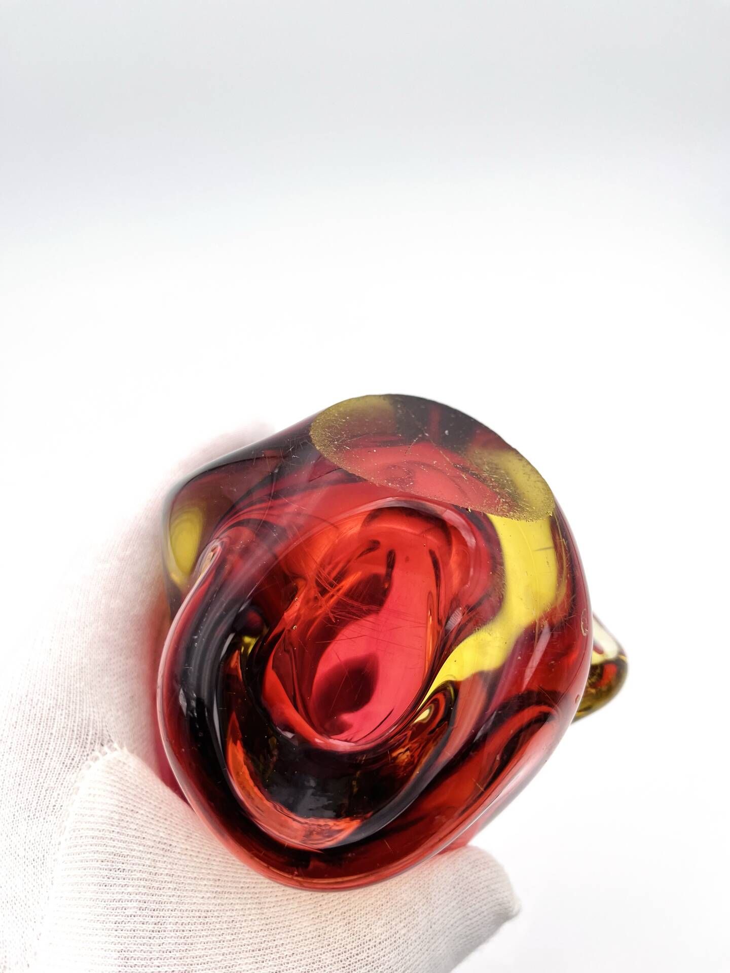 Murano Vase Organic Red Yellow 21cm 1.1kg