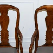 Art Deco Queen Anne Style Armchairs in Walnut Burl, 1920s, Set of 2