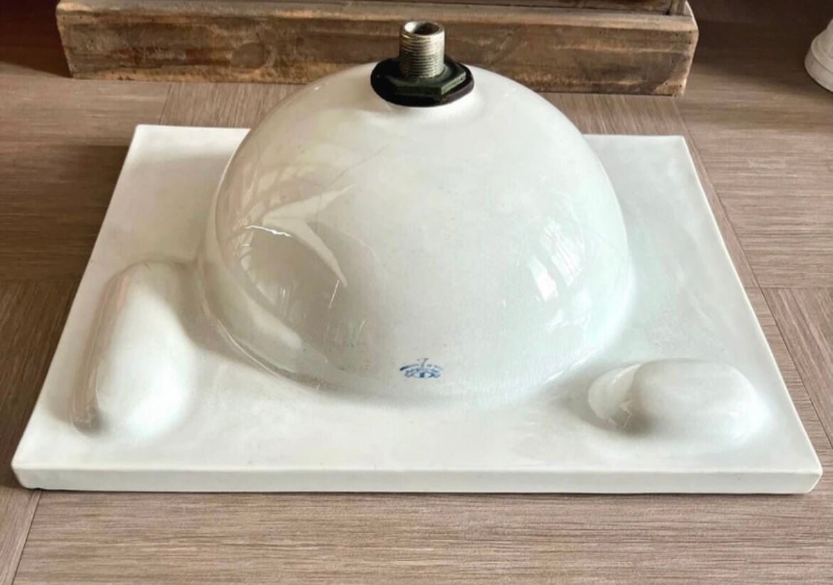 Vintage Blue Decorated Porcelain Washbasin