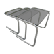Series of 3 metal and glass nesting tables Space age