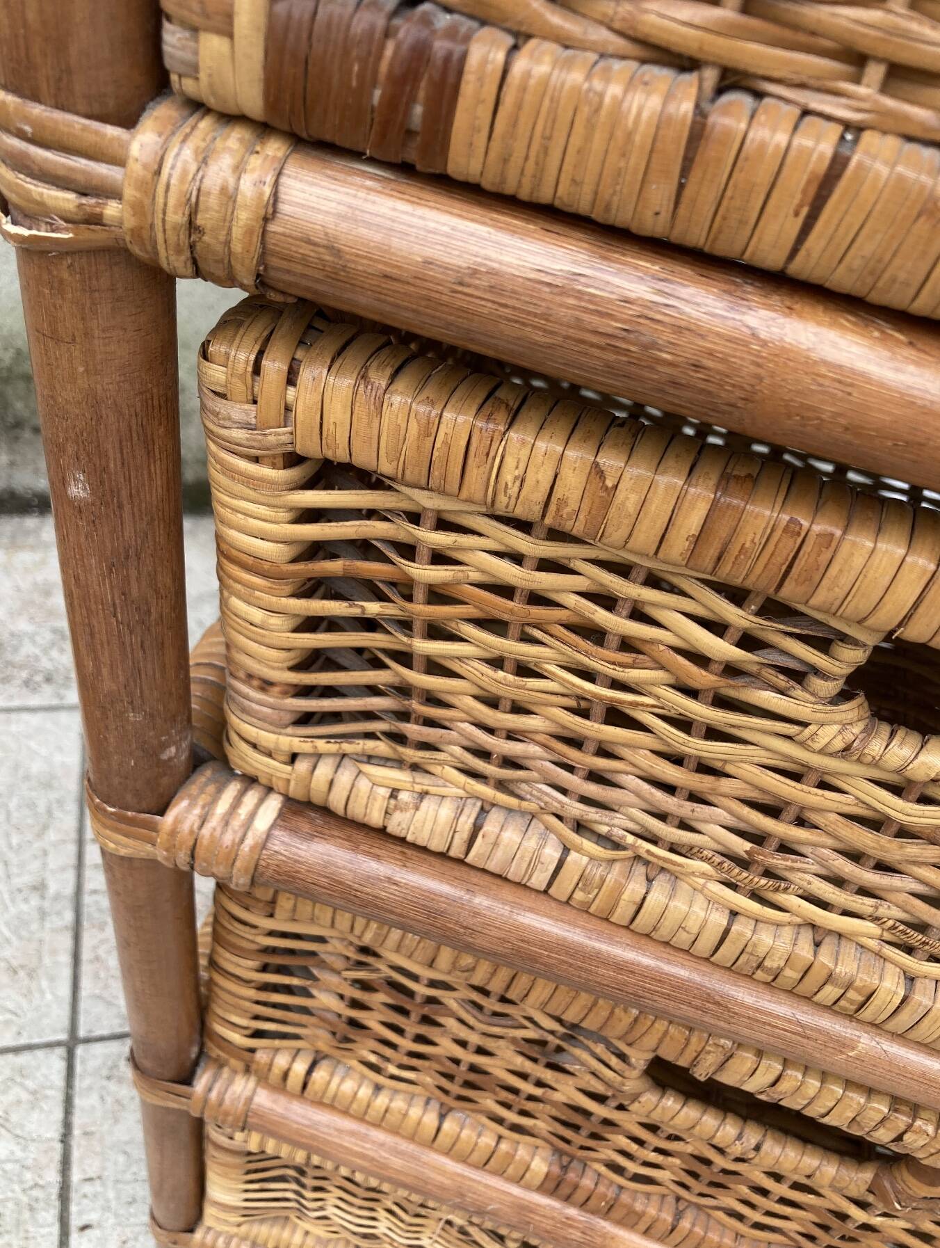 Vintage rattan chiffonier