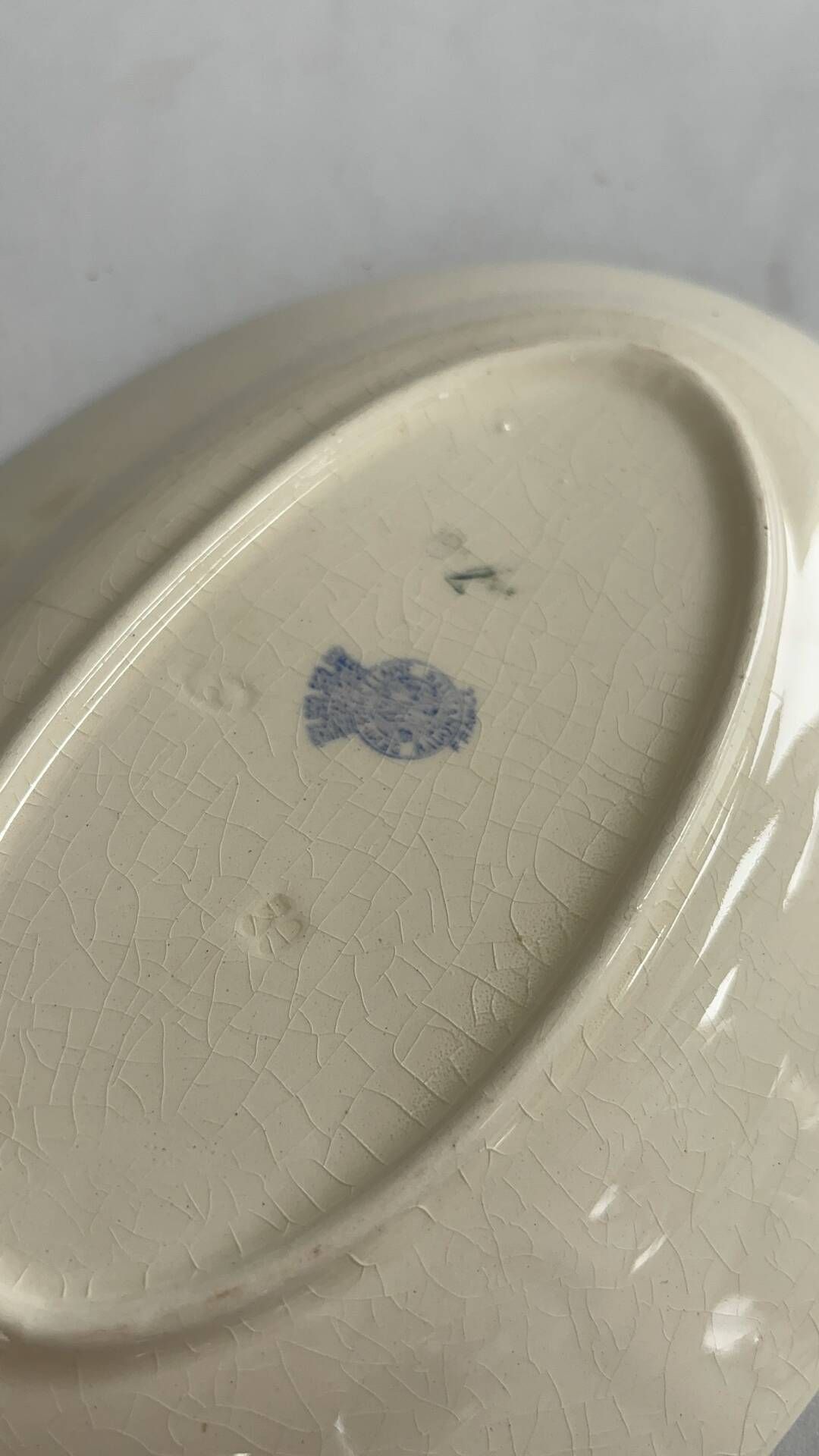 Oval Ravier Badonviller in vintage earthenware, vintage pink red dish.