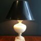 Ceramic lamp on a travertine base