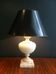 Ceramic lamp on a travertine base