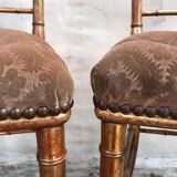 Pair of golden chairs "fake bamboo"