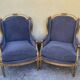 Duo de fauteuils anciens  à oreilles - style Louis XVI - A. Bastet
