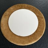 Vintage wall mirror round shape brown velvet frame 30cm
