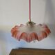 "Oriental Tulips" light suspension - blown glass in pink-orange