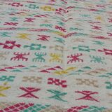 Tapis blanc rouge vert multicolore berbère  180x120cm