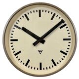 Brown industrial factory wall clock from Pragotron, 1960s