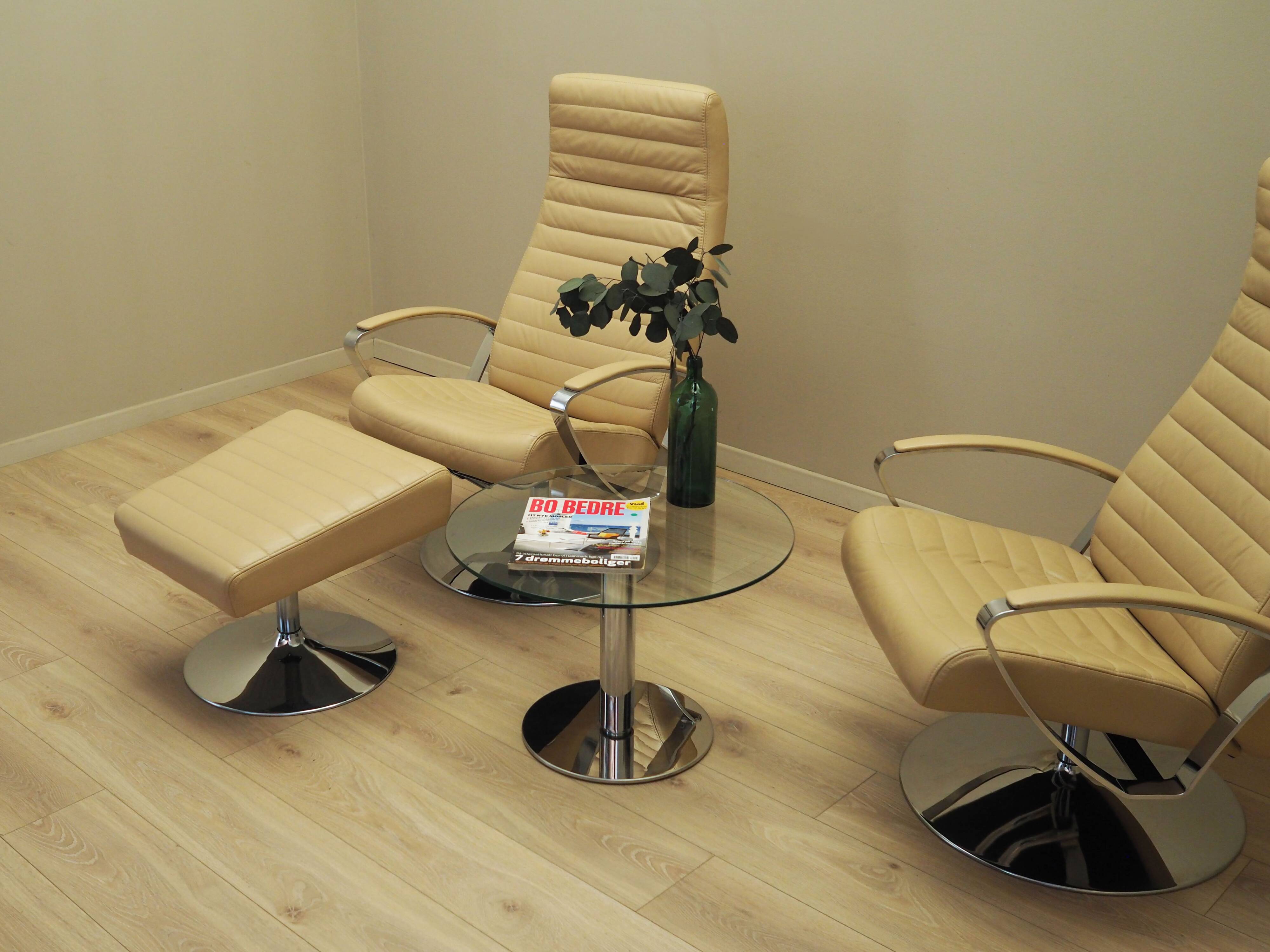 Lounge armchair and footstool set, Danish design, 1970s, manufacture: BoCon