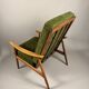 Fauteuil scandinave – revêtement vert, bois de hêtre, vintage