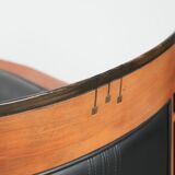 Black leather Art Deco design armchair in good condition