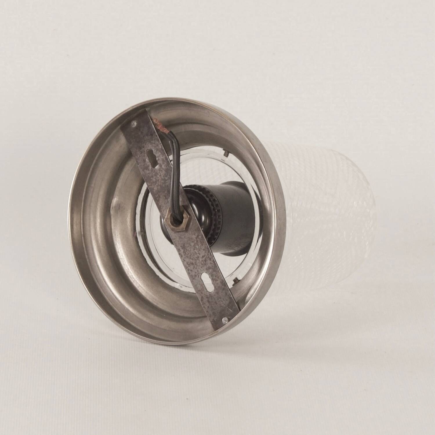 Art deco ceiling lamp polished glass on a nickel plated base , 1930s