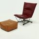 Mid-Century Patchwork Cognac Leather Pouf, 1970s