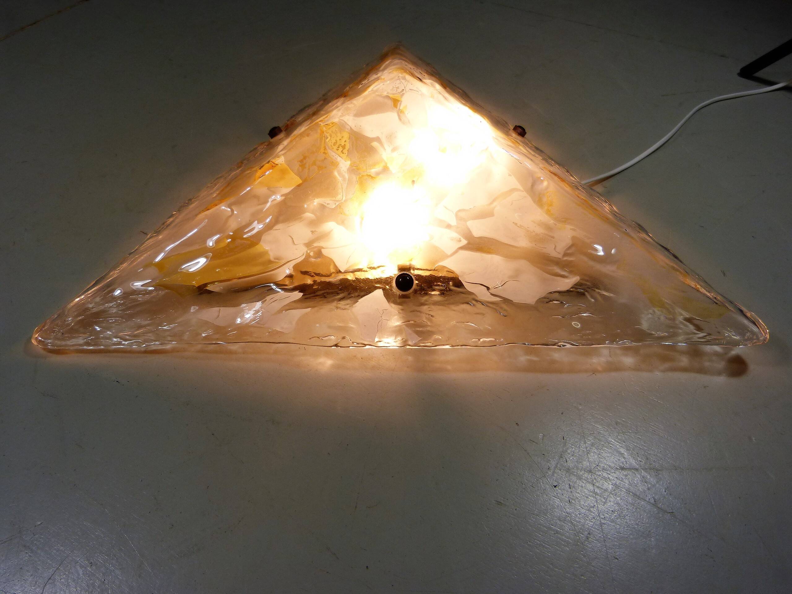 Large triangular glass wall & ceiling lamp, 1960’s