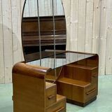 English art deco hairdresser in oak and walnut