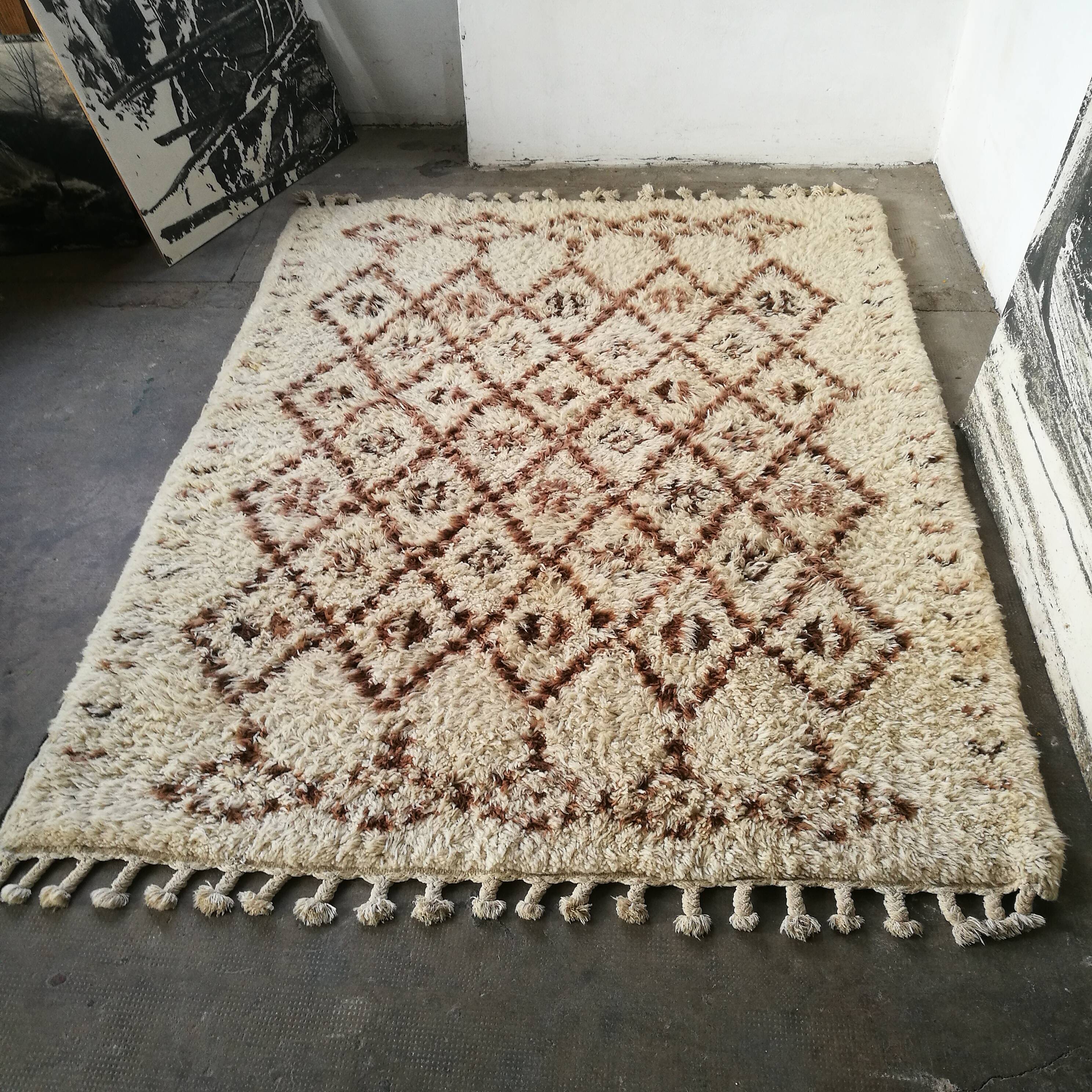 Berber carpet, 200cm x 145cm, diamond pattern, ethnic