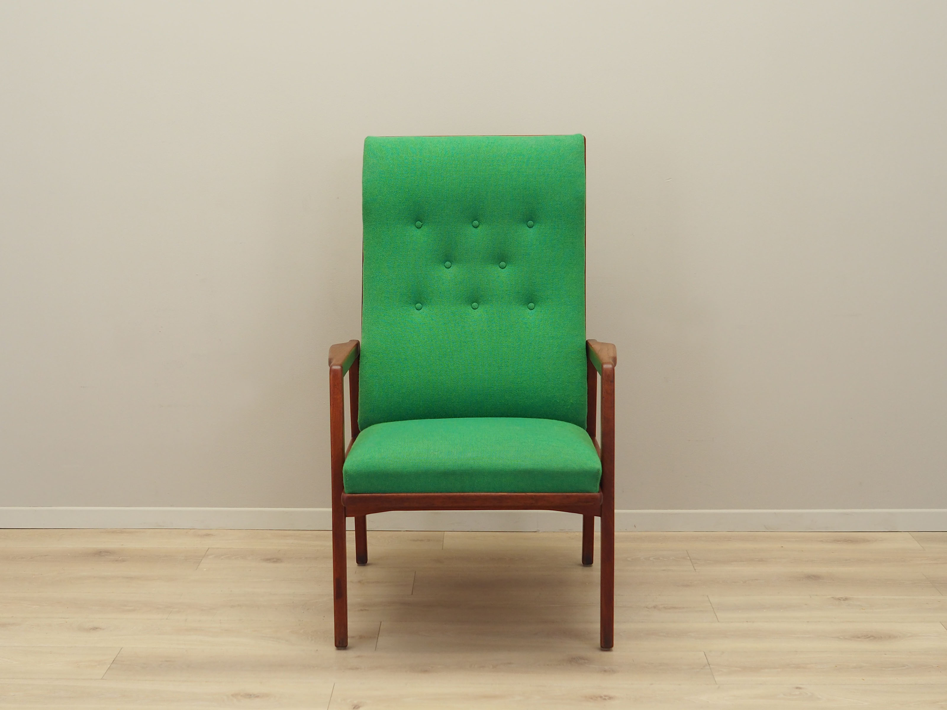 Teak green armchair, Danish design, 1970s, production: Denmark