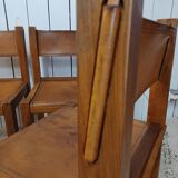 4 elm and leather chairs 1950