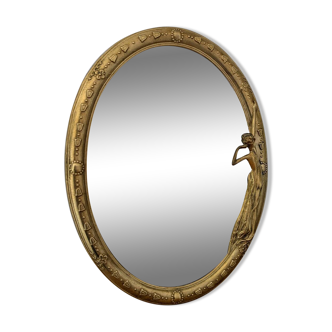 Art Nouveau brass mirror