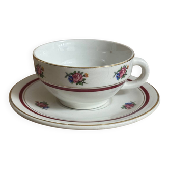 Vintage cup and saucer set Moulin des Loups Orchies