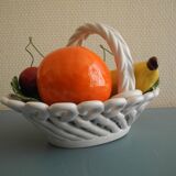 Old ceramic fruit basket vintage ceramic fruit basket barbotine