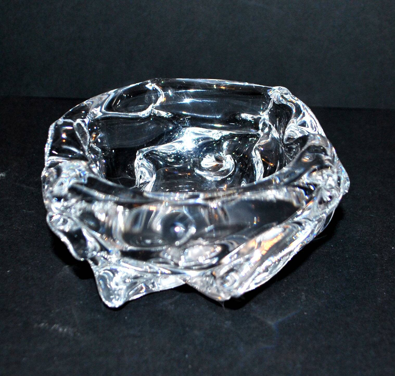 Ashtray in blown crystal DAUM France DESIGN Modernist 1960