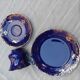 Superb Coffee/Tea Trio in Cobalt Blue & Gold Porcelain - Chodzież Poland