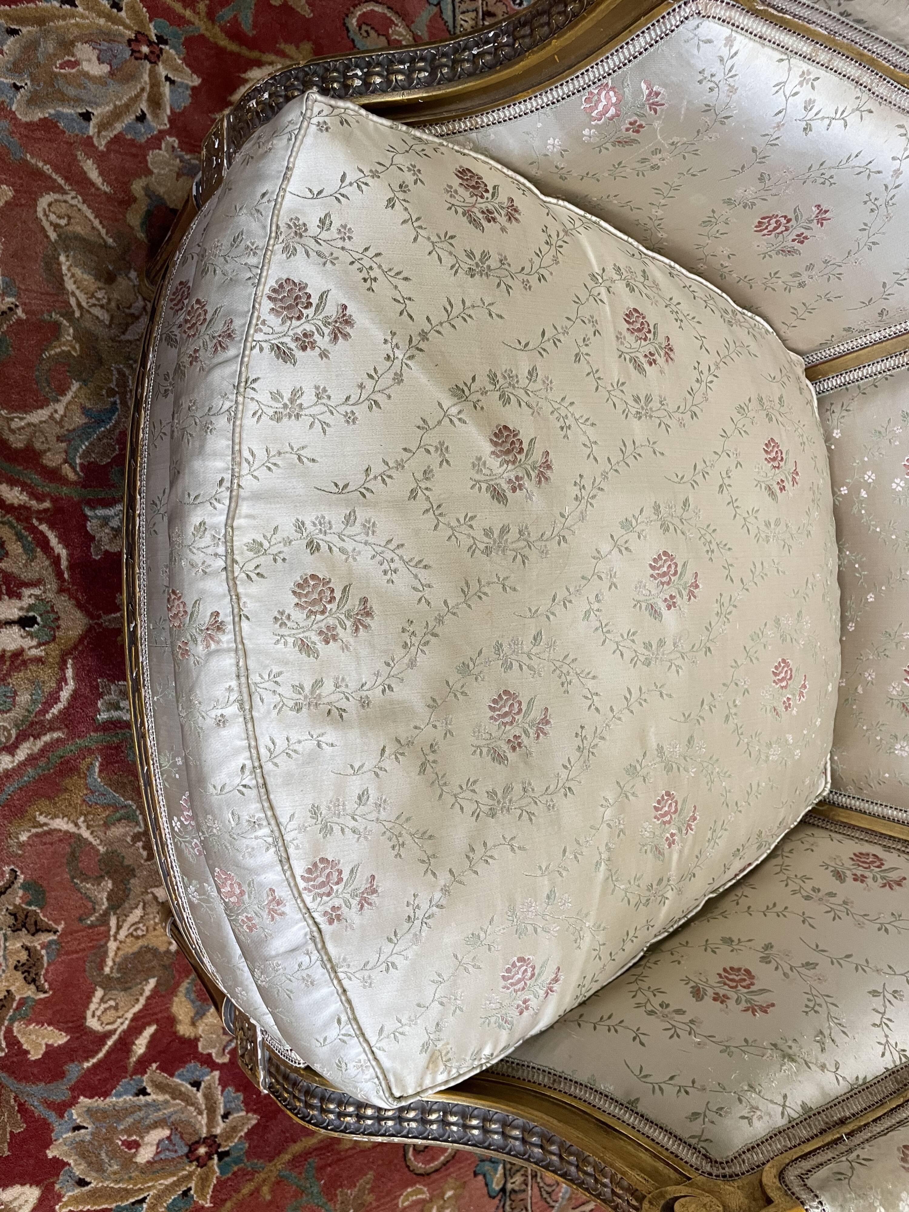 Louis XVI style shepherdess armchair in gilded wood 1900