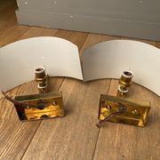 Pair of gilded brass and varnish sconces from SCE circa 1980