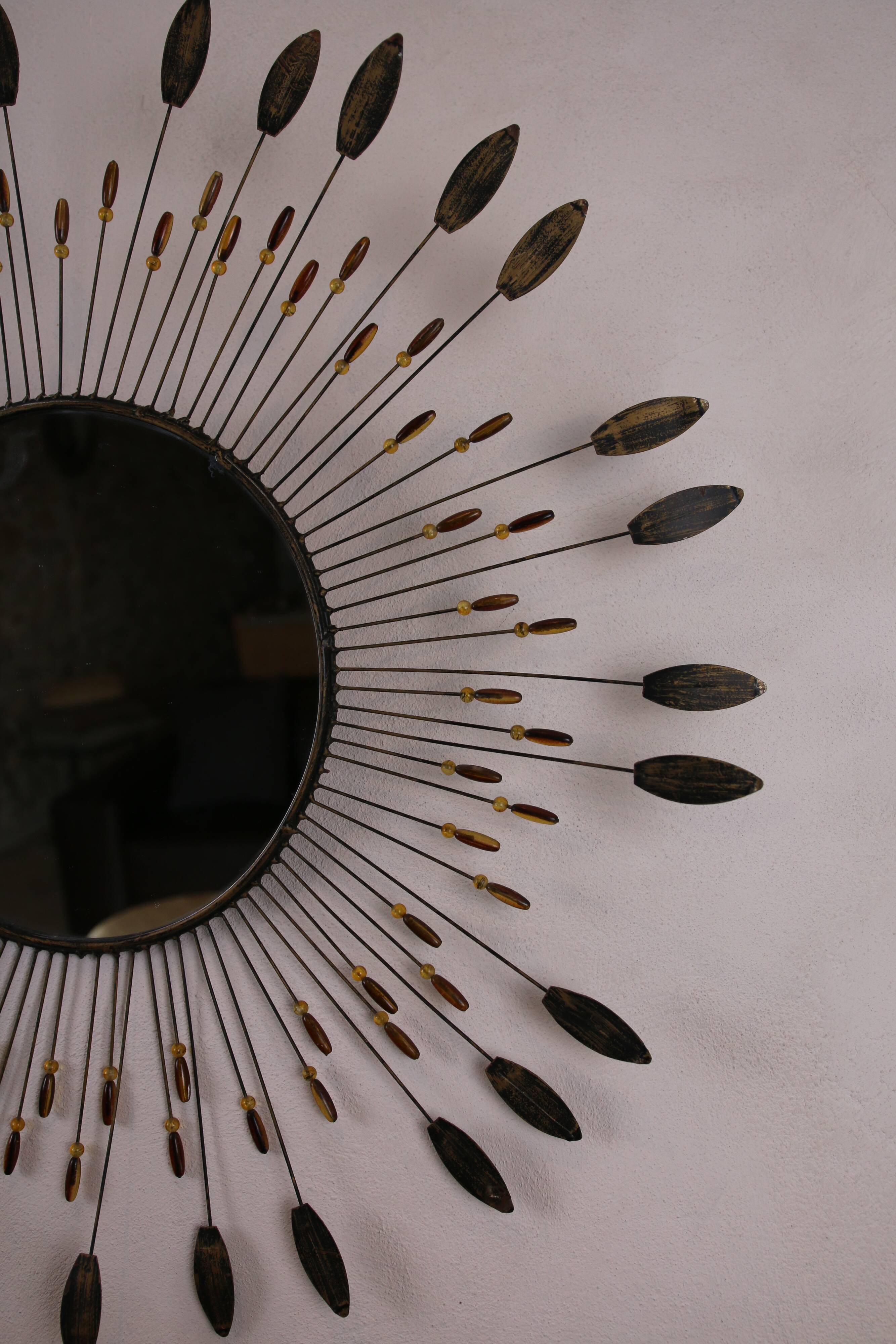 Vintage metal sun mirror, 1970s-1980s