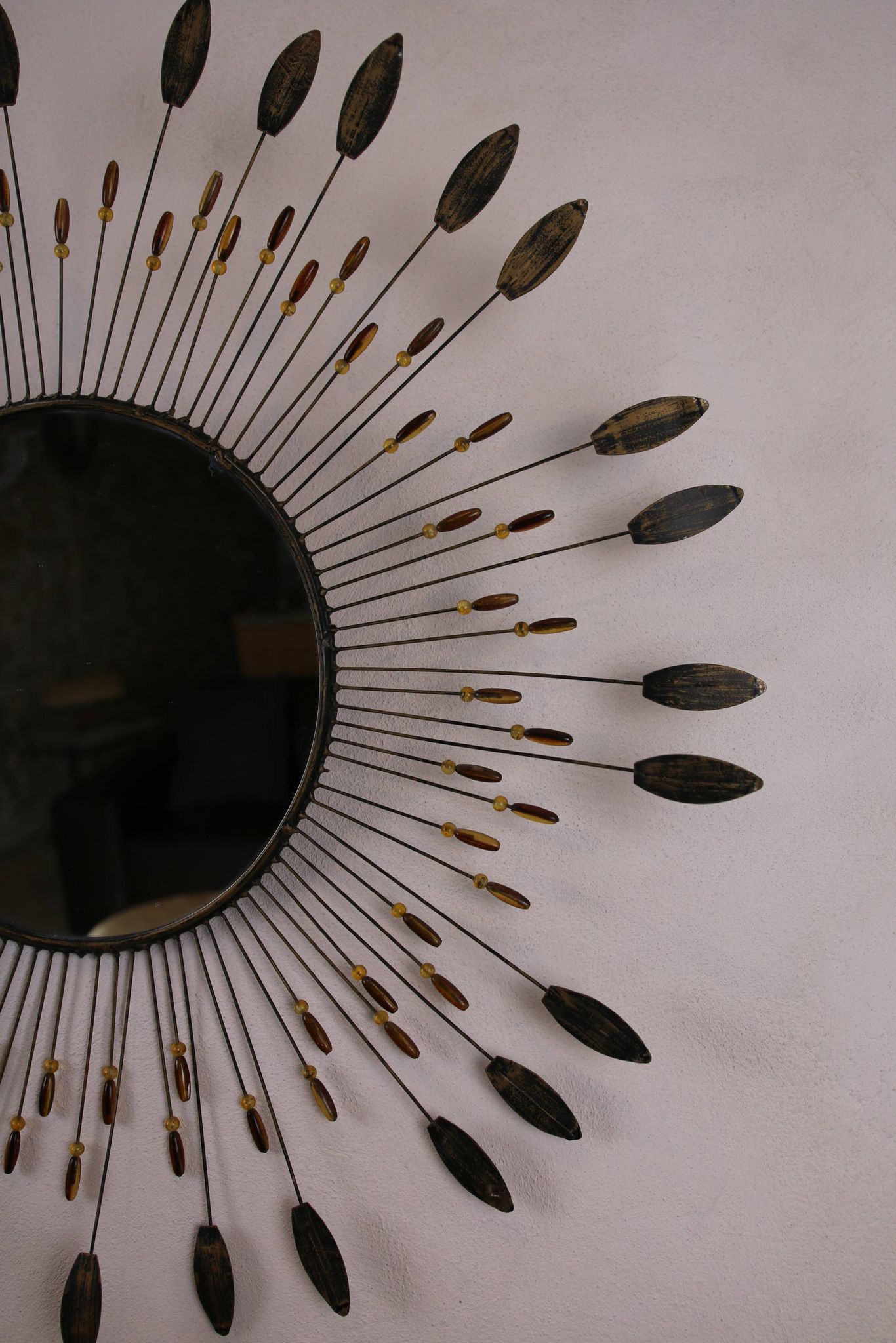 Vintage metal sun mirror, 1970s-1980s