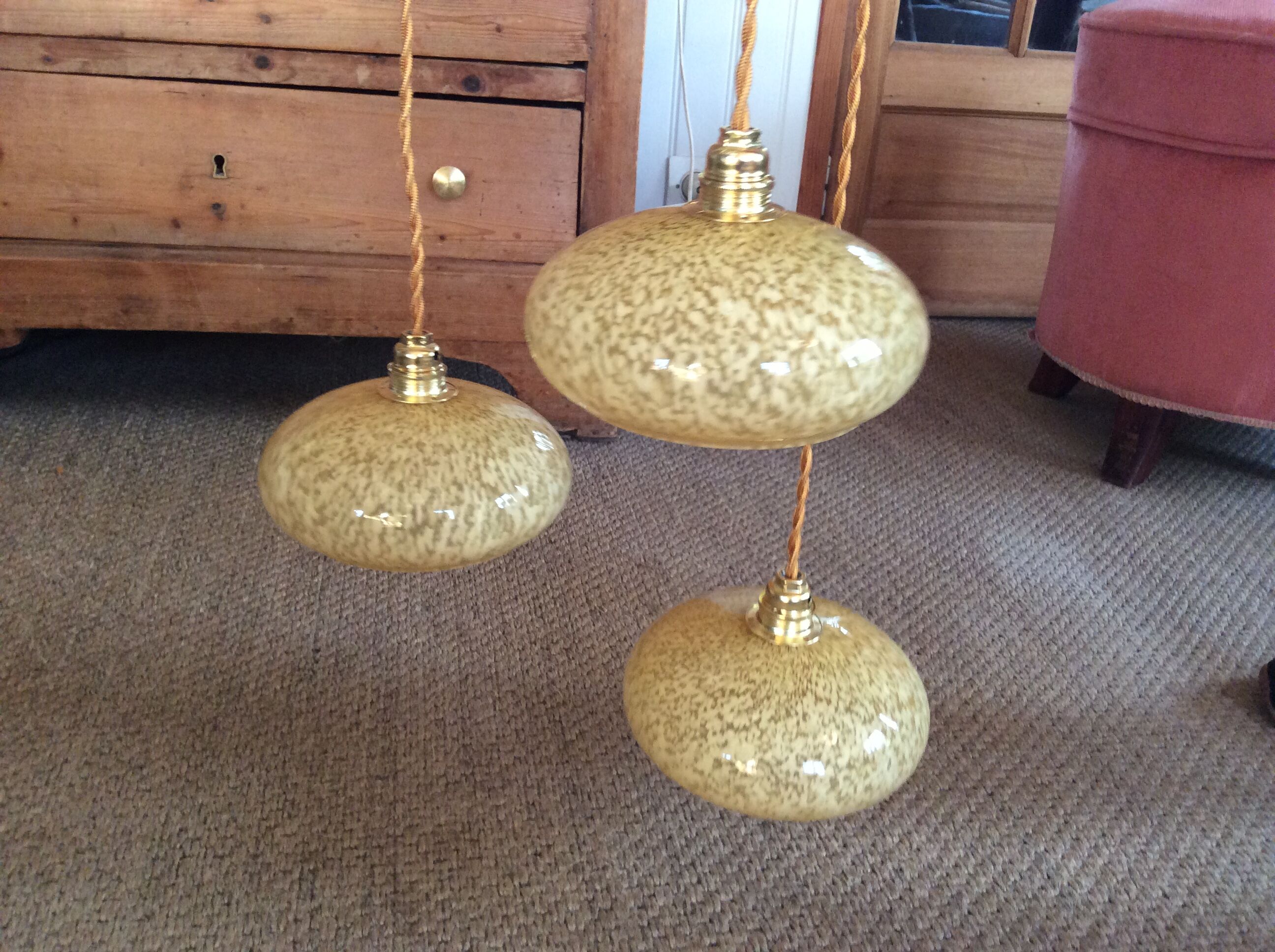 Trio of vintage suspensions