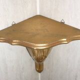 Golden wood corner console shelf