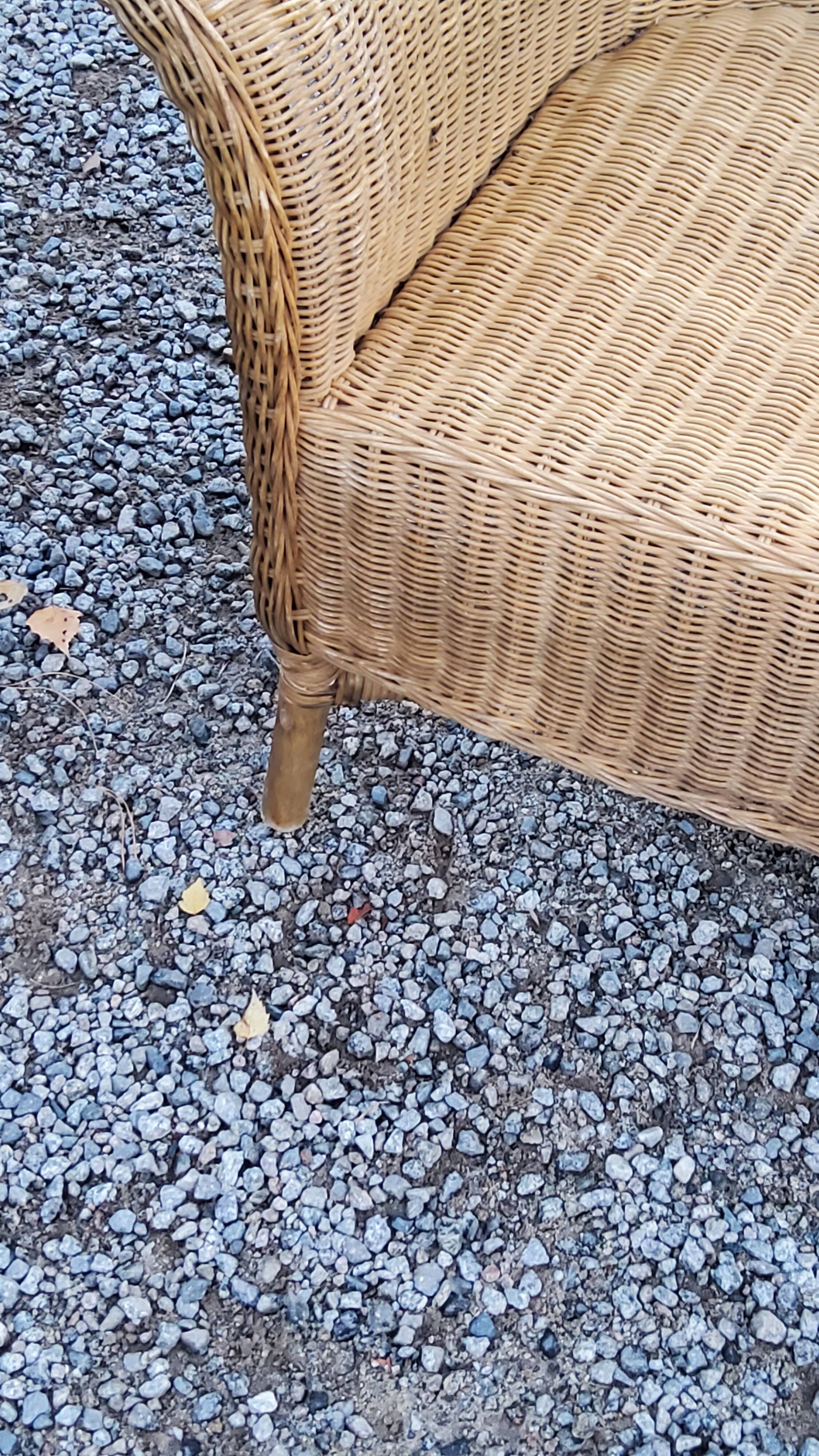 Pair of armchairs and bench in rattan and bamboo from the 60s/70s