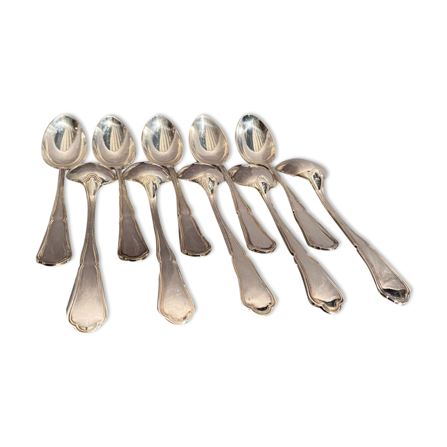 Suite of 10 teaspoons in silver metal model violin net Louis XV