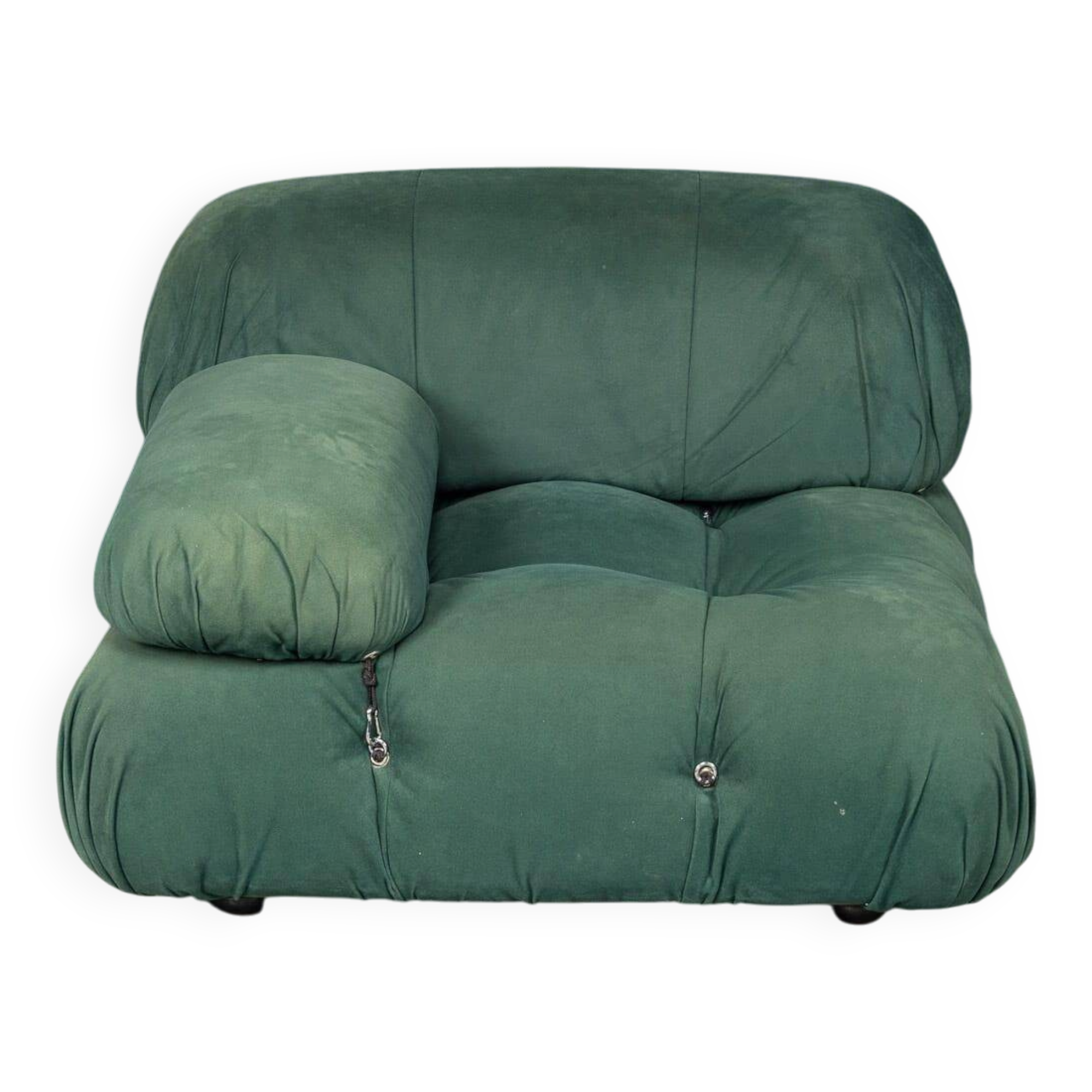 Retro "Camaleonda" armchair in green fabric, 20th-century style.
