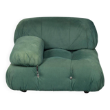 Retro "Camaleonda" armchair in green fabric, 20th-century style.